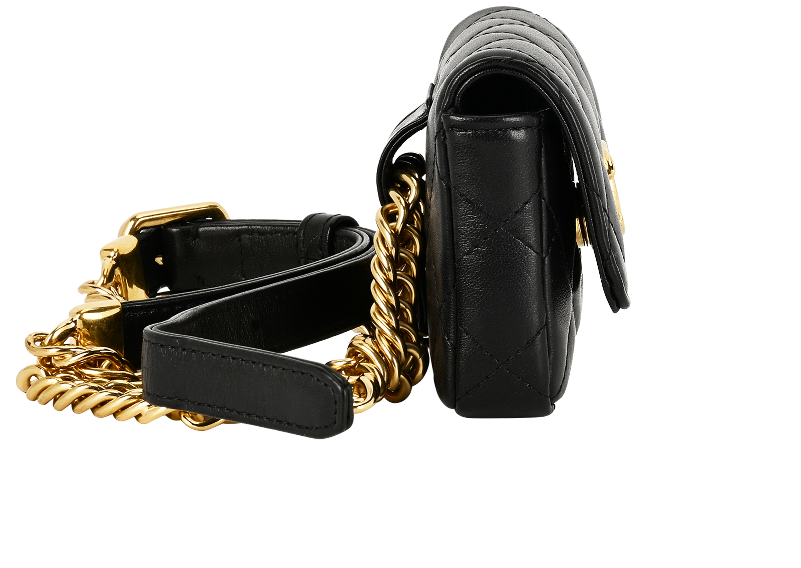 Micro Belt Bag, &pound;1,600, Handbags, Black, Lambskin Leather, Side view